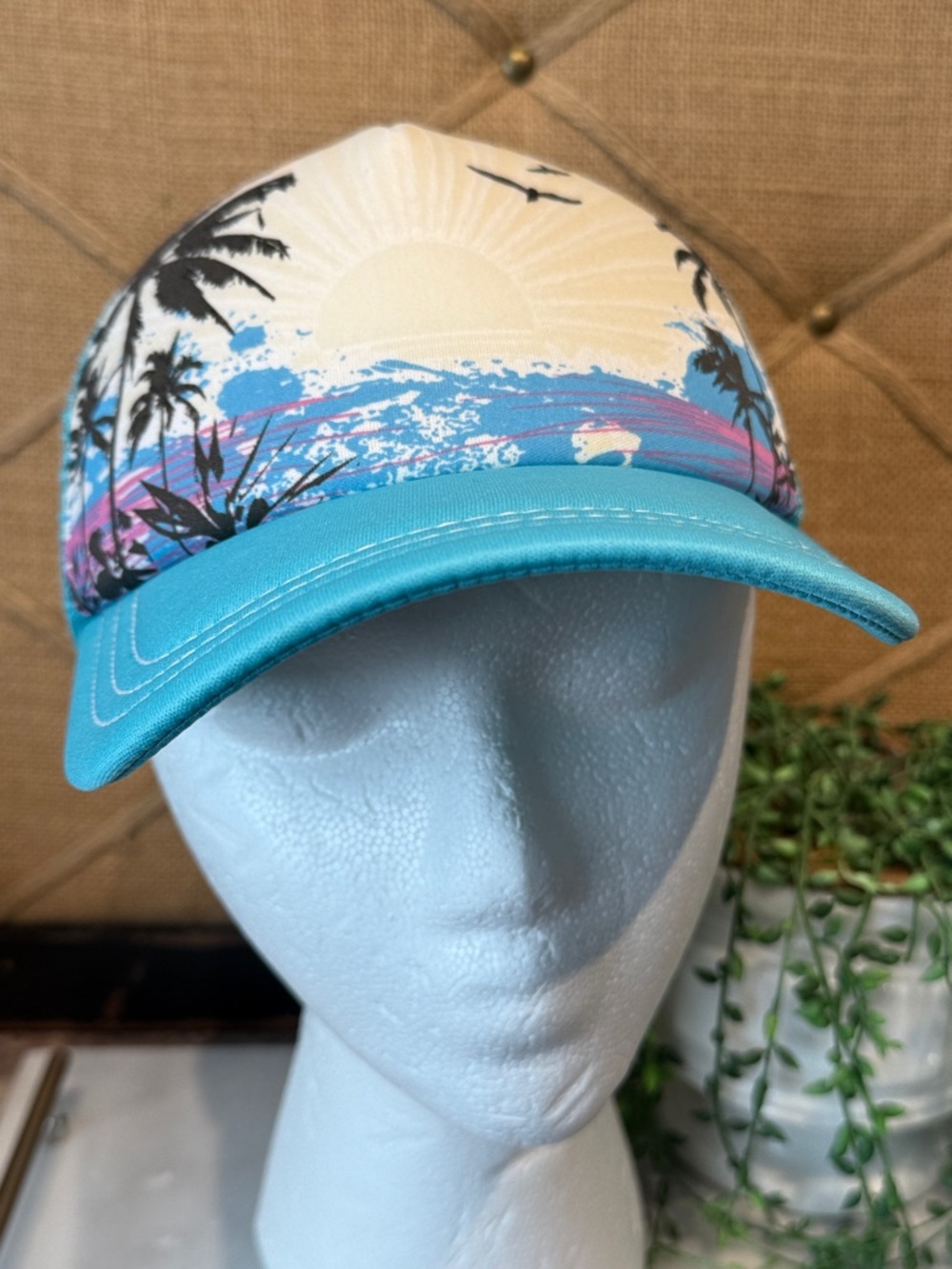 Del Sol Tropical Beach Print Trucker Hat